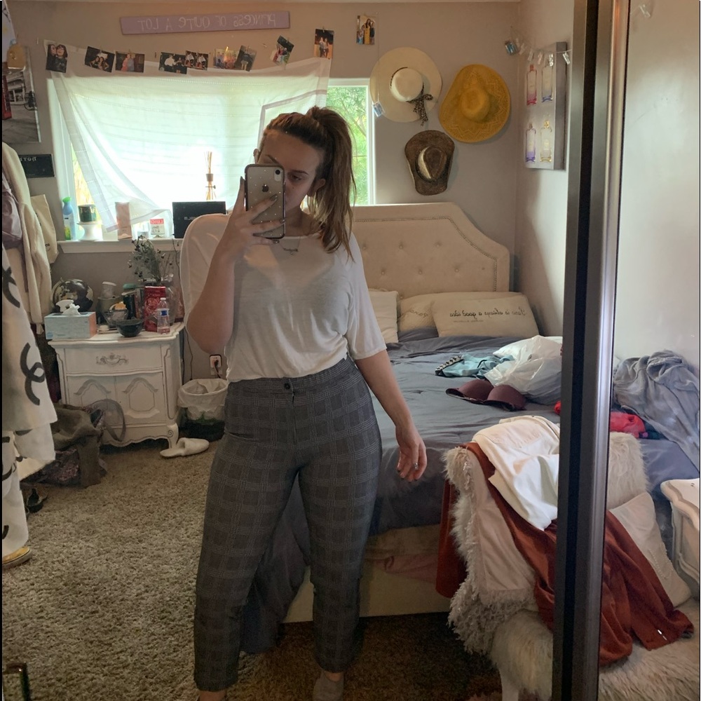 Plaid stretchy pants from tilly’s